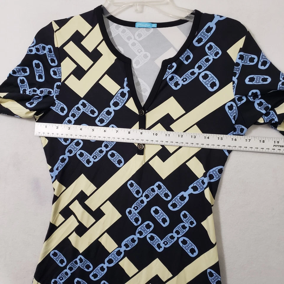 Vestido Vaino J McLaughlin Lynn Henley Para Mujer XS Cadena Manga 3/4 Tela Catalina Foto 3 de 4