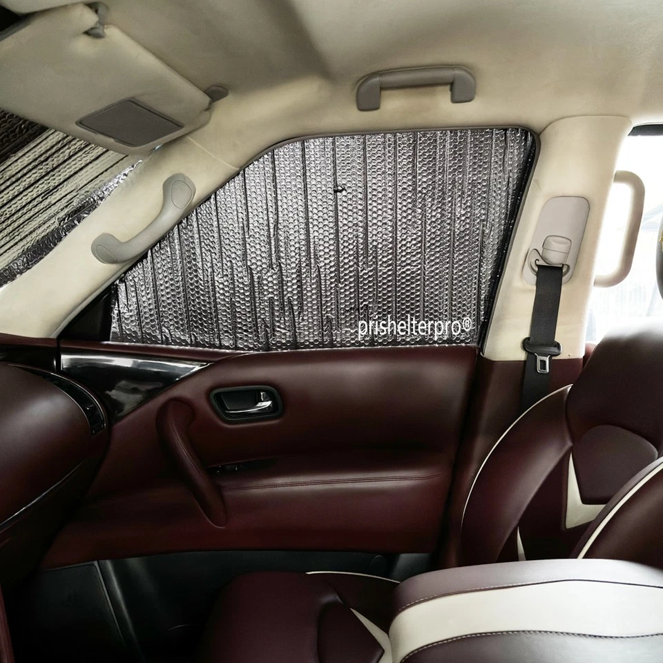 Apto para Nissan Armada 17-25 reposapiés ventana lateral negro plateado campamento privacidad parasol Foto 2 de 4