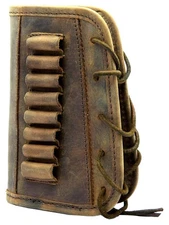 Leather Gun Buttstock Cover Cheek Rest pad with Rifle Shell Holder Ammo Cartr...