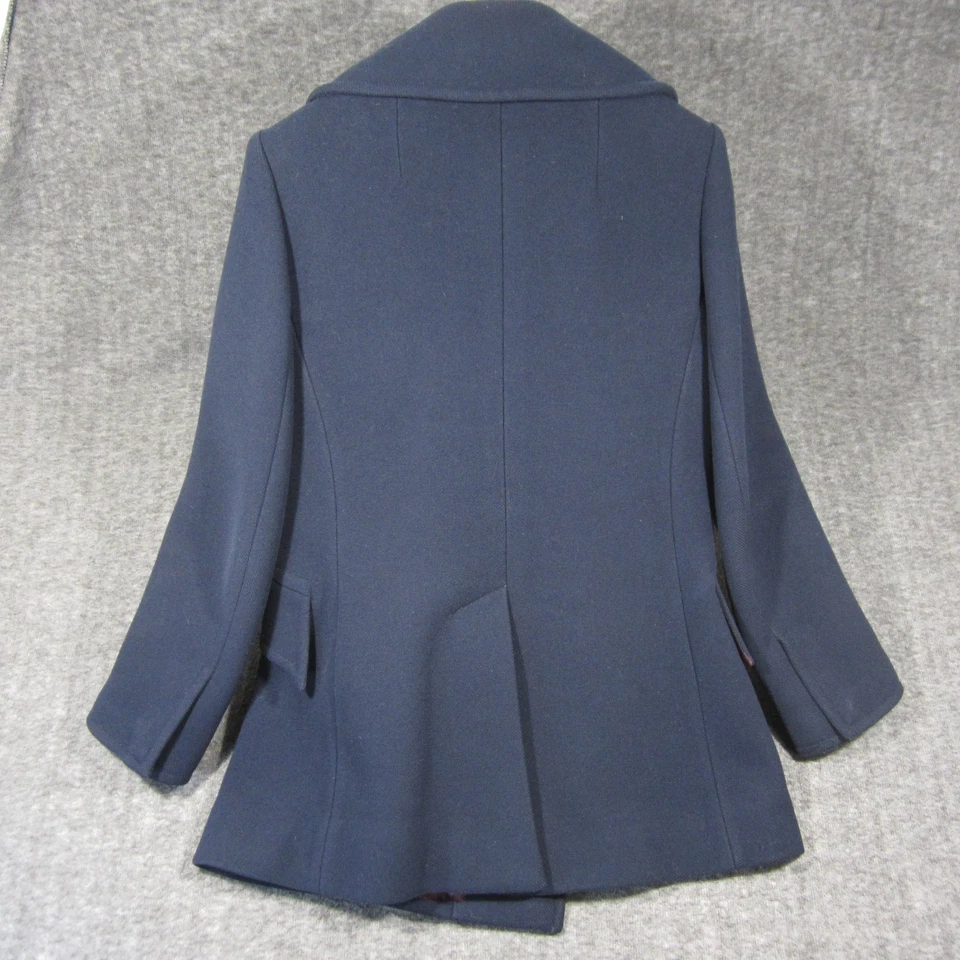 Vtg Calvin Klein Wool Peacoat 12 Navy Double Breasted Old Money Winter Preppy - Image 3 of 4