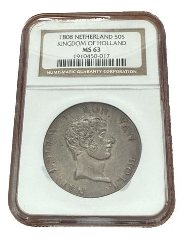 Netherlands Kingdom of Holland 1808 Silver 50 Stuivers NGC MS63