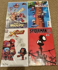 Skottie Young lot: AGE OF APOC #1, LITTLE MARVELS #1, XFORCE #1,  SPIDEY B,S, &B
