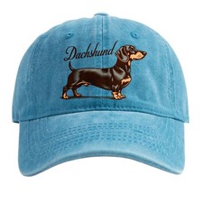 Vintage Washed Dachshund Print Baseball Cap, Pet Lovers/Daily Commute
