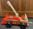 Vtg 1968 Fisher Price Little People Fire Truck Engine 720 Wood W/Bell