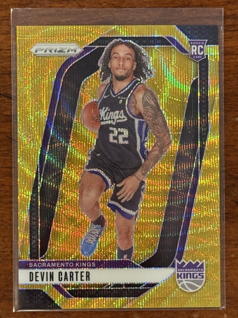 2024-25 Panini Prizm Devin Carter Gold Wave #10/10 #231 RC Sacramento Kings