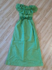 Boho Romantic Green Off The Shoulder Maxi Dress Floral Romantic Lace Up Cottage