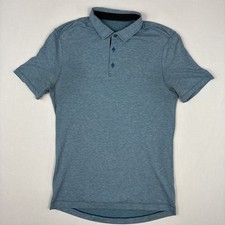 Lululemon Polo Men's Small Blue Performance Shirt Gym Training Short Sleeve Golf