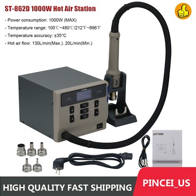 ST-862D 1000W Hot Air Station Rework Station Desoldering Station w/ 4 Nozzles