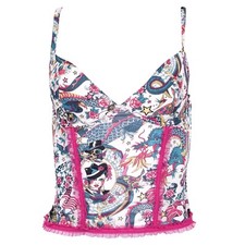 Christian Dior Tattoo Print Ruffle Bustier Top