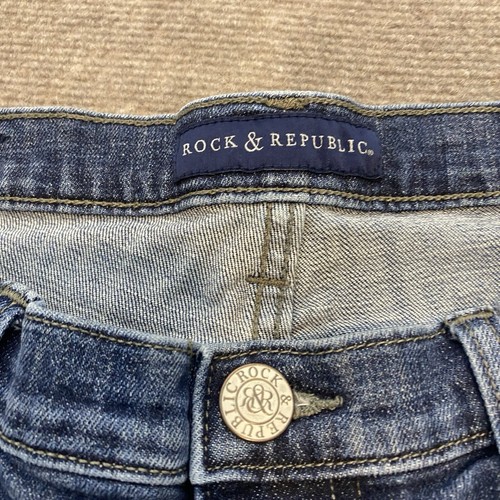 Rock & Republic Jeans Womens 14M Blue Denim Mid-Rise Logo Pockets Berlin - Picture 5 of 13