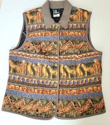Ali Miles Vintage Vest Womens Medium M Safari Button Up Quilted Made USA  Retro