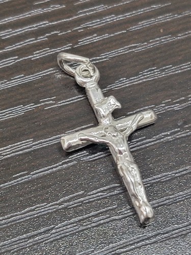 925 Solid Sterling Silver Small Crucifix Pendant, 1 inch 24mm Height Made in USA - Picture 7 of 8