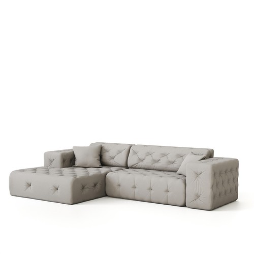 Ecksofa Designersofa CHANTAL in Stoff Opera Velvet Pink Ottomane Links - Bild 4 von 6