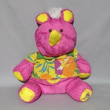 Vtg Fisher Price Puffalump Rhino w/ Hawaiian Shirt 1987 - Pink  Yellow Plush