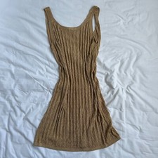 Women’s Prada gold knit shift dress. Low-cut back. New without tags. S-M.