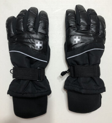 Used, Boys Swiss Tech Thinsulate Lined Ski Gloves Black - Small/Medium