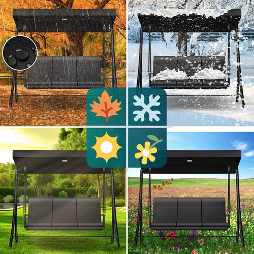 KESSER® Hollywoodschaukel Gartenschaukel mit Sonnendach 3er Schaukelbank 300kg - Bild 41 von 41