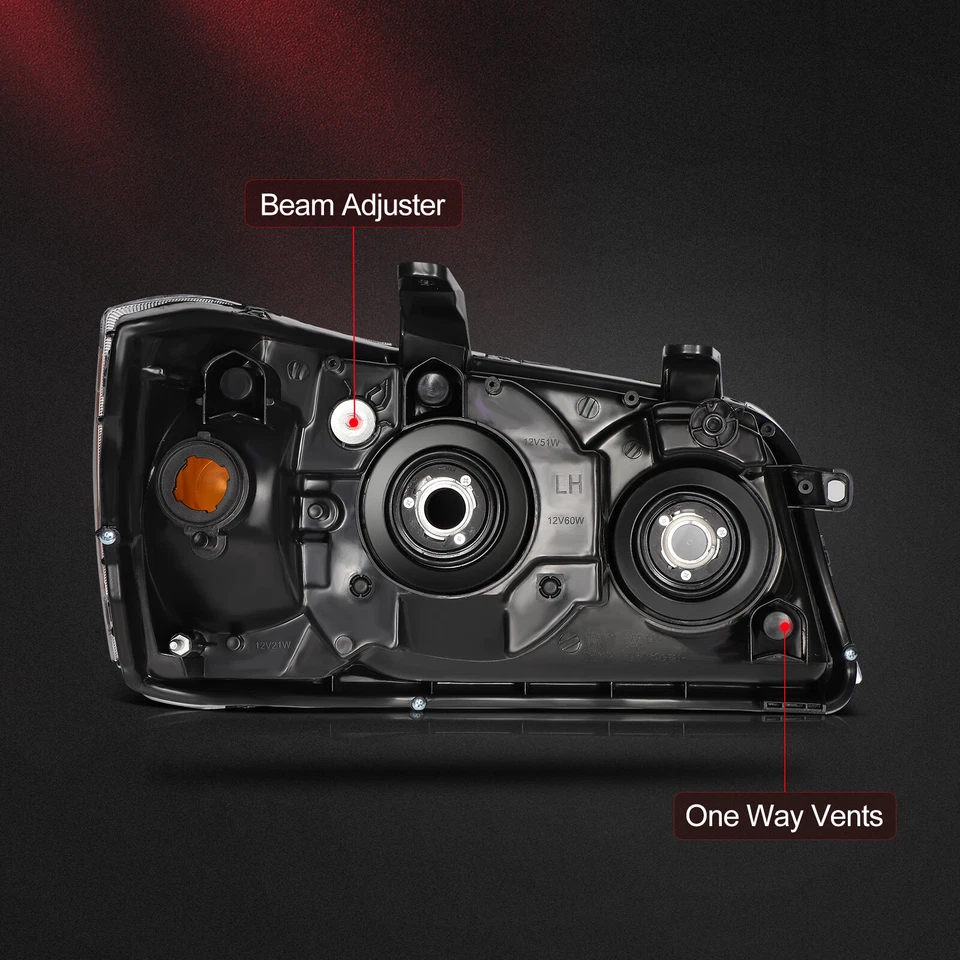 Conjunto de farol para 2001-2007 Toyota Highlander carcaça preta esquerda+direita - Imagem 4 de 4