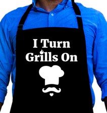 I Turn Grills On Cooking BBQ Funny Apron Gift for Dad or Grandpa by ApronMen