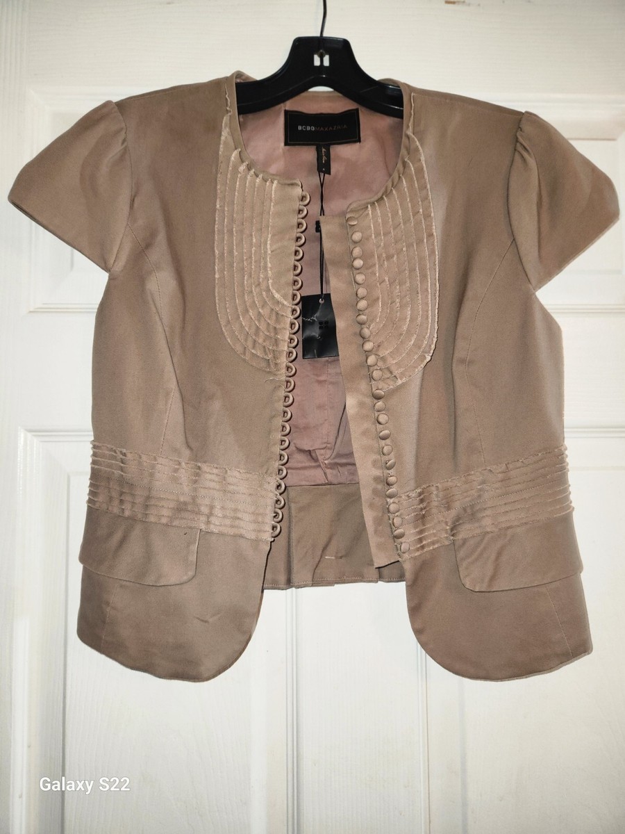 SALE!【BCBG MAXAZRIA】ジャカード ペプラム カットソー BCBG MaxAzria Cropped Peplum Cap Sleeve Blazer Jacket Size S