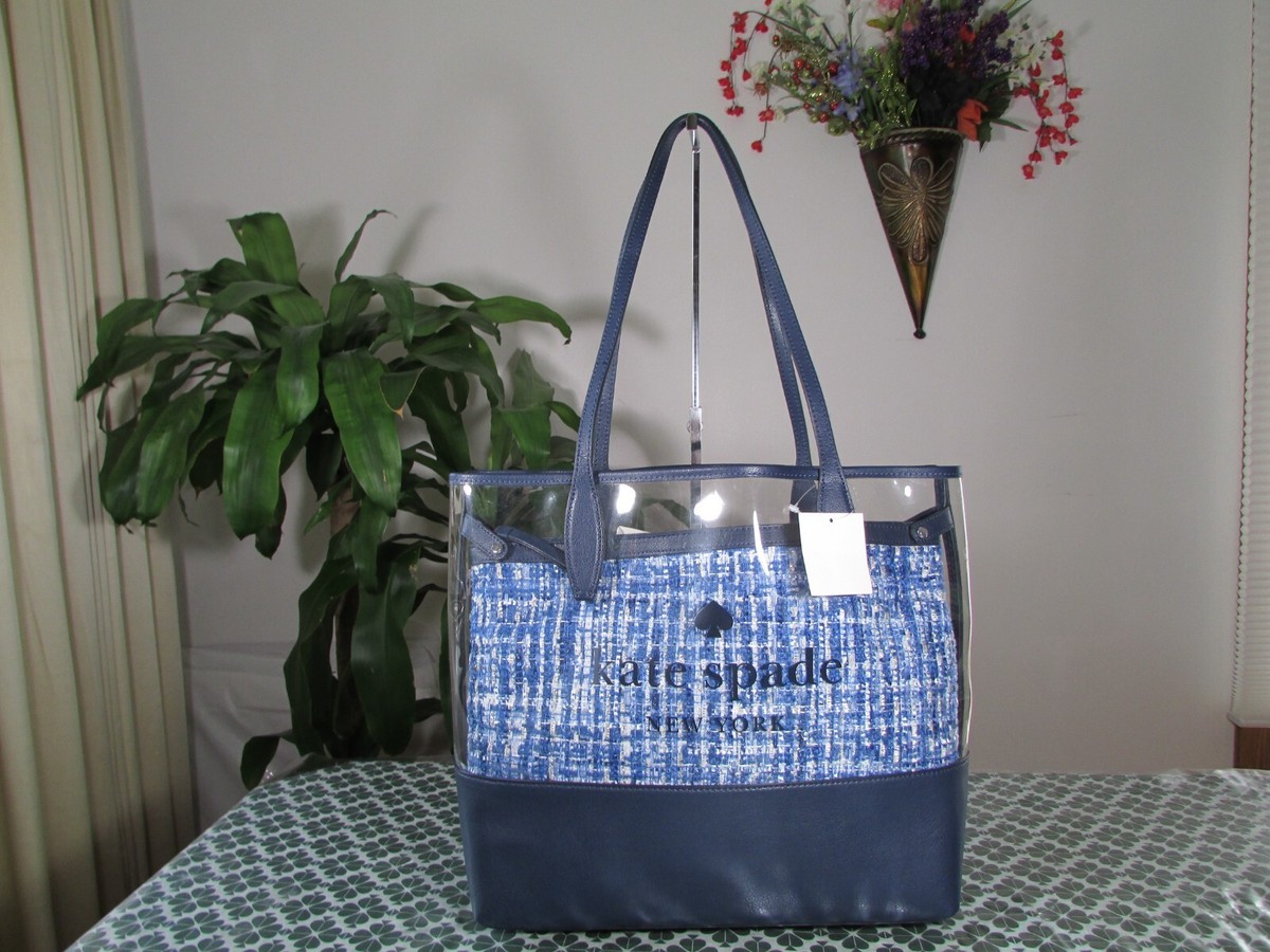 NWT Kate Spade See Through Tweed Large Triple Compartment Tote 