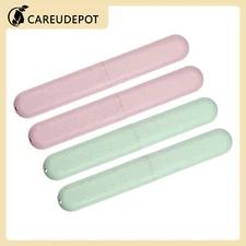4Pcs Traveling Toothbrush Box Holders Case PP Green Pink 8.07''x1.22''x0.83''