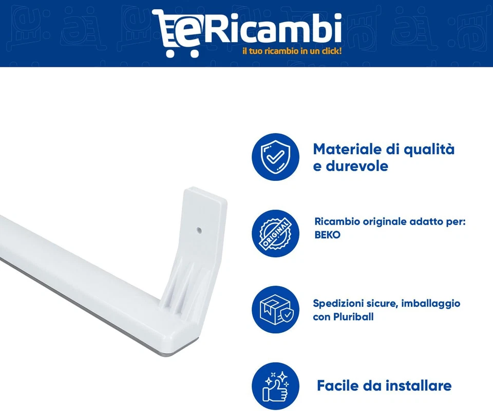 Maniglia Porta Frigorifero Congelatore Beko 324x88x30 mm Alluminio 5907610100 - Immagine 3 di 4