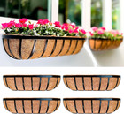 Lalagreen Fence Planters for Outdoor Plants (4 Pack, 24 Inch) Black Metal Window