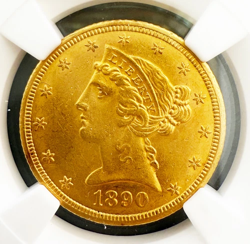 1890-CC $5.00 US Gold Liberty Head Half Eagle NGC MS 61