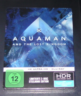 AQUAMAN: LOST KINGDOM LIMITIERTE STEELBOOK 4K UHD BLU RAY + BLU RAY NEU & OVP