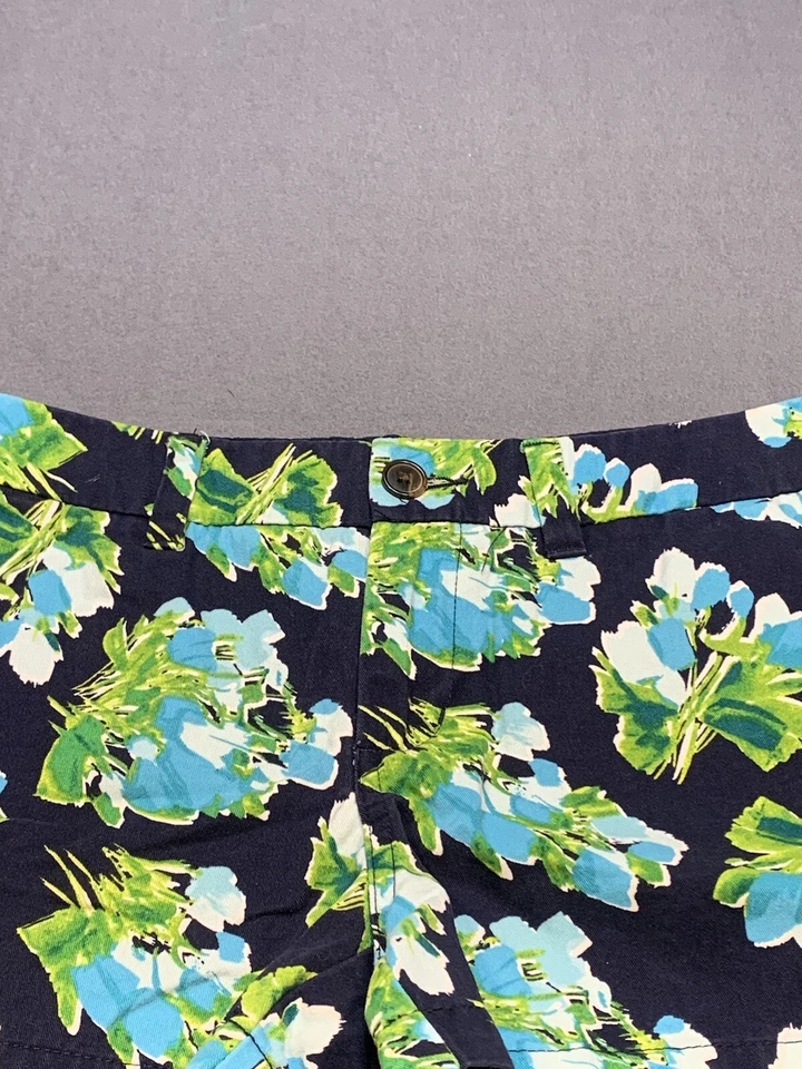 Pantalones Cortos Chinos Merona Adulto 4 Mujer’s Azul Floral Algodón Damas Informales Foto 2 de 4