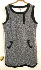 Kim Rogers Women Sz 22W Black White Casual Dress Cotton Pull Over Sleeveless