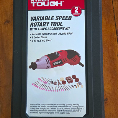 Hyper Tough Variable Speed Rotary Tool Kit, 105pc, Corded 120V, 8K-35K RPM