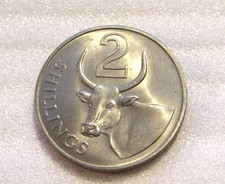 1966 Gambia 2 Shillings unc Coin African Ox