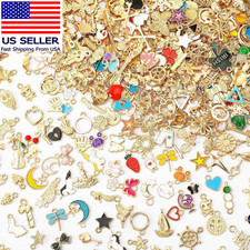 400Pcs Charms for Jewelry Making, Assorted Gold Enamel Charms