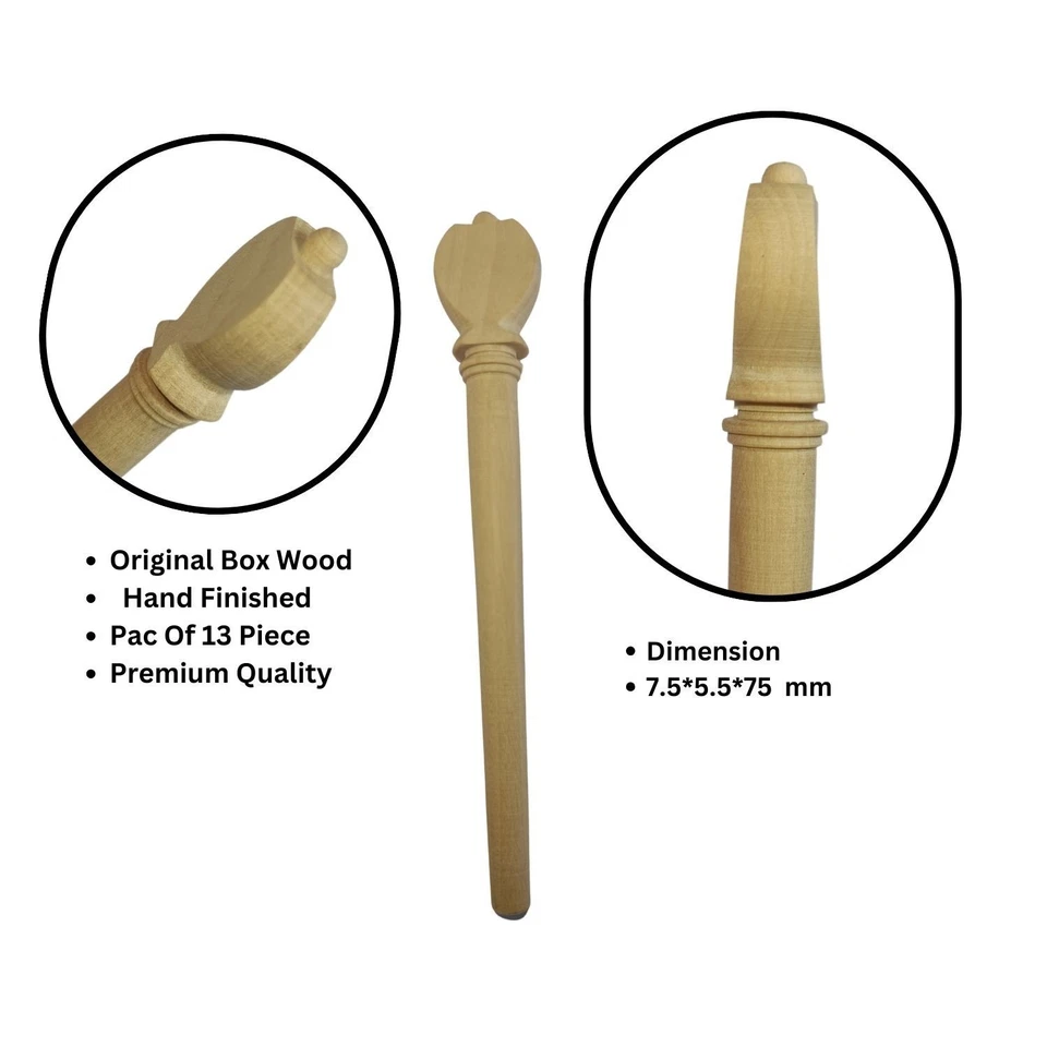 AAA Quality Lute Pegs (Set of 13) | Hand Finished, Ebony, Box And Rose Wood  |01 - Image 3 of 4