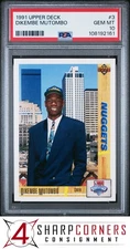 1991 UPPER DECK #3 DIKEMBE MUTOMBO RC NUGGETS HOF PSA 10