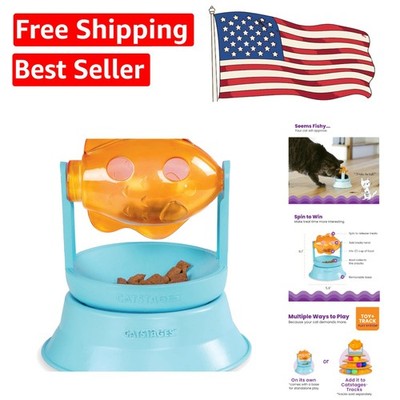 2-in-1 Spinning Fish Treat Dispenser Cat Toy: Interactive Puzzle Feeder in Blue