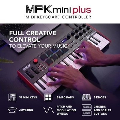 Akai Mpk Mini Plus 37 Key Midi Controller With Mpc Beats Software