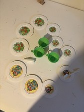 Vintage 1970s Chilton Toys Plants Dishes Plate Cup Play Set Clowns And Flowers