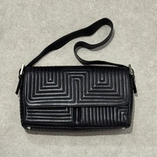 BALLY Shoulder bag Quilted leather Geometric Black Vintage Authentic From Japan