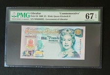 Gibraltar p-29, UNC, 5 Pounds, 2000, PMG Graded 67 EPQ