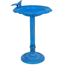 Garden Visitor Metal Bird Bath - Blue Patina - 22.75 in by Sunnydaze