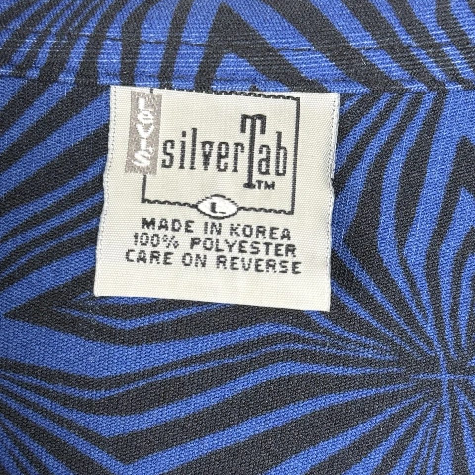 VTG Levi’s Silver Tab Button Shirt Mens L Blue Black Psychedelic Rave Y2K Hippie - Image 3 of 4