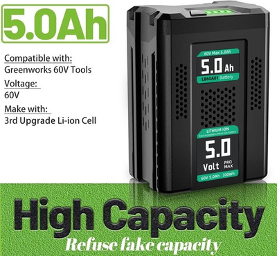 #ad 60V 5Ah Battery for Greenworks Pro 60V Max Lithium Ion Battery LB60A01 LB60A02 $65.99