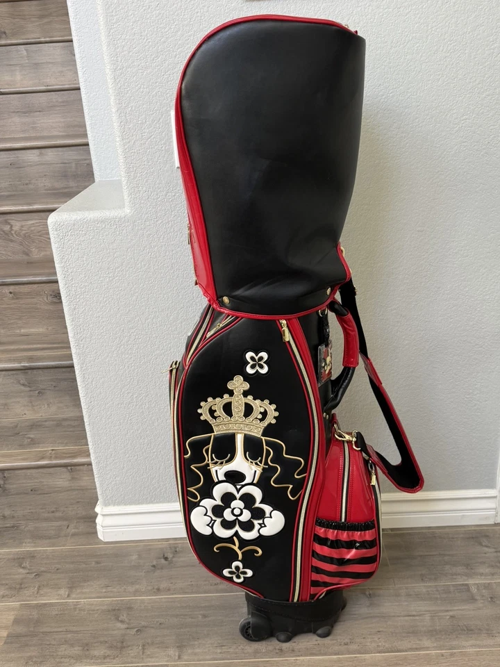 MU SPORTS GOLF CART BAG WITH WHEES EMBROIDERY 5 WAY BLACK LADIES BAG - Image 2 of 4