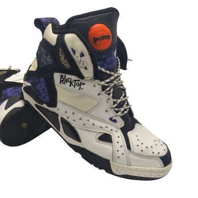 Reebok Pump Blacktop Battleground White Black Purple Mens Size 13 High Top