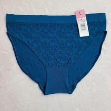 VTG Vassarette Seamless Stretch Nylon Hi-leg Bikini Panty Size Lg Blue