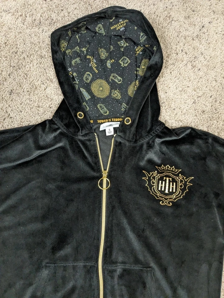 Disney Torre del Terror Chaqueta Mujer Pequeña Negra Sudadera con Capucha Terciopelo Sudadera Cremallera Foto 2 de 4