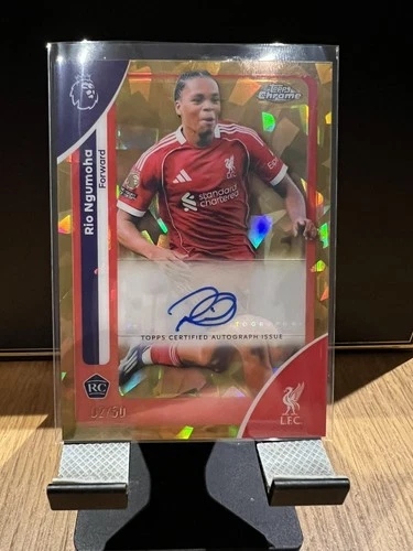 Rio Ngumoha Gold Auto /50 Liverpool 2025-26 Topps Chrome Premier League Sapphire